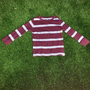 Boys Red and Grey Striped Long Sleeve Tee